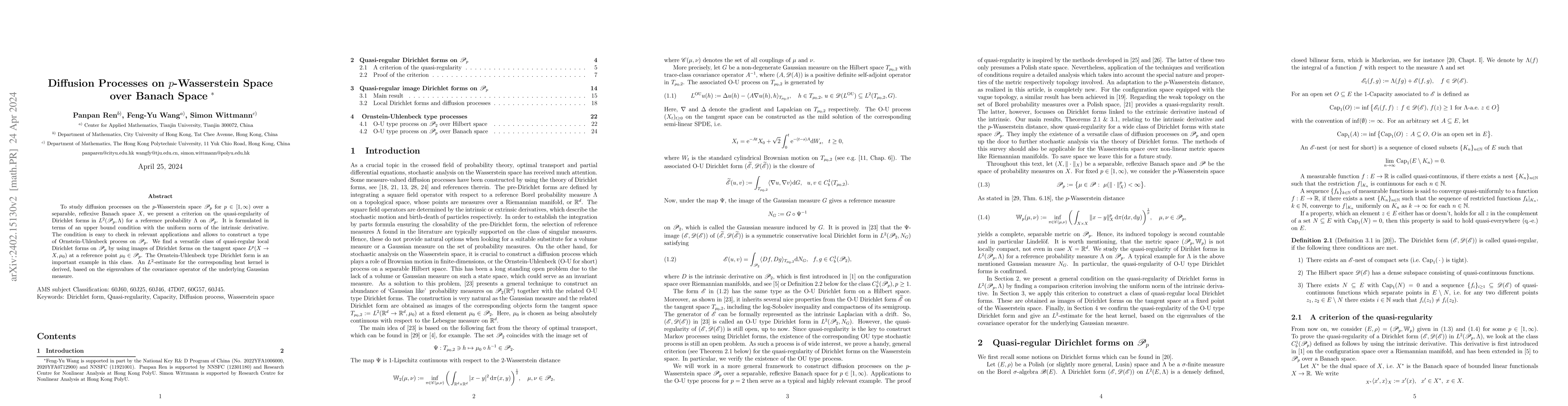 Thumbnail for Diffusion Processes on $p$-Wasserstein Space over Banach Space
