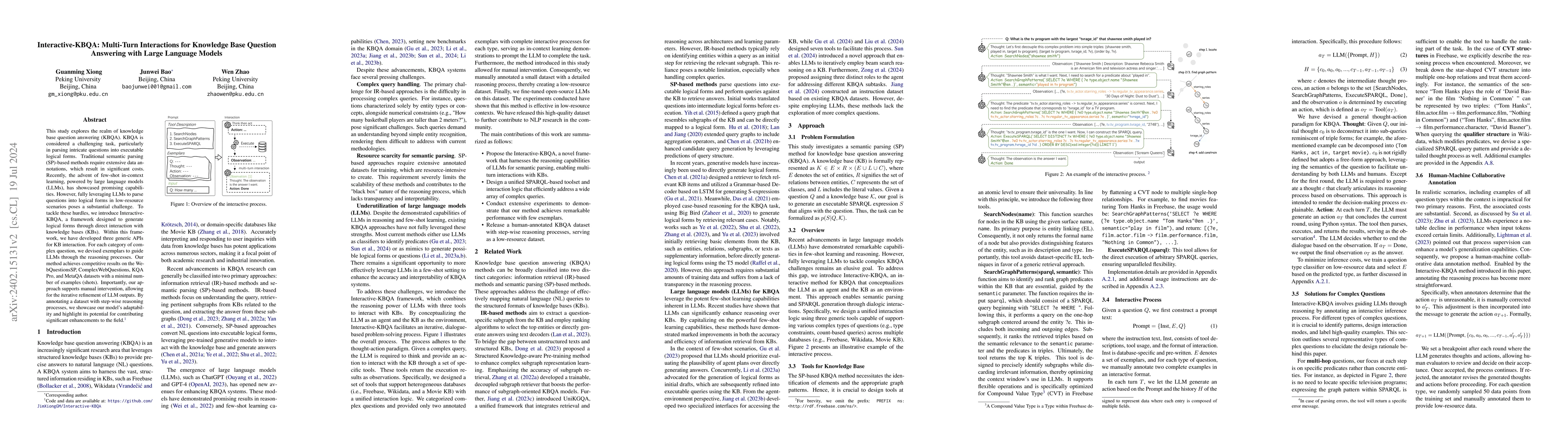Thumbnail for Interactive-KBQA: Multi-Turn Interactions for Knowledge Base Question
  Answering with Large Language Models