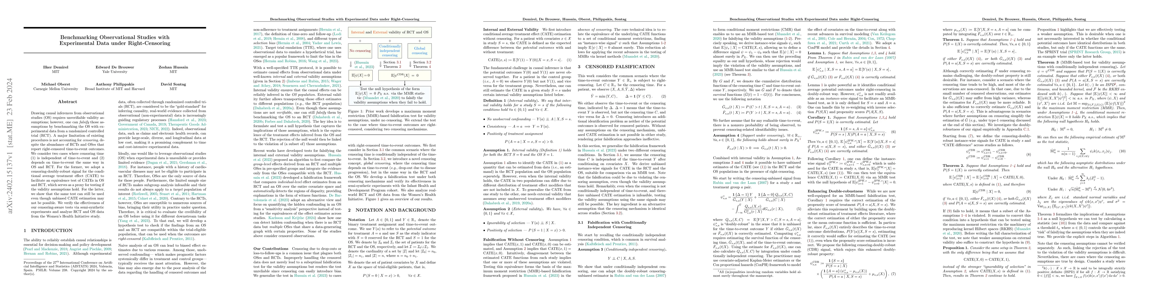 Thumbnail for Benchmarking Observational Studies with Experimental Data under
  Right-Censoring