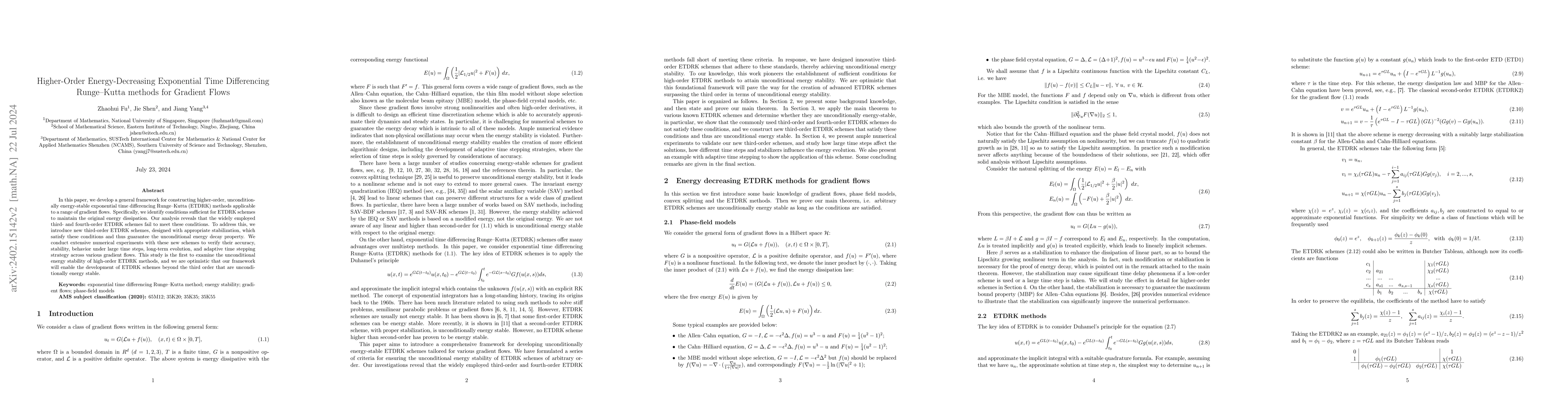 Thumbnail for Higher-Order Energy-Decreasing Exponential Time Differencing Runge-Kutta
  methods for Gradient Flows
