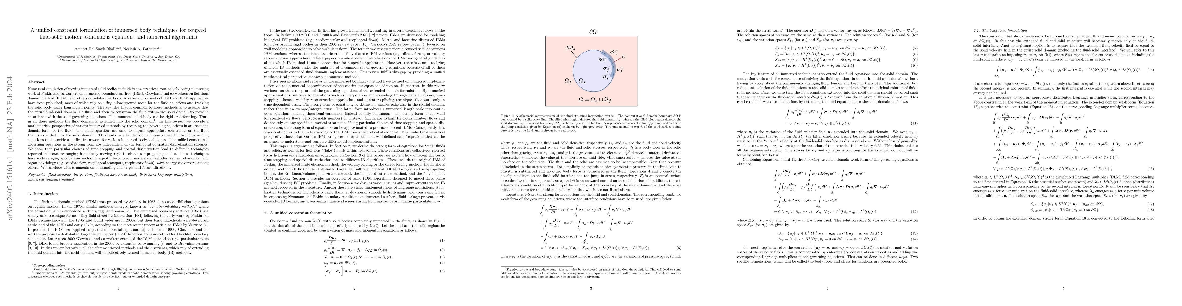 Thumbnail for A unified constraint formulation of immersed body techniques for coupled
  fluid-solid motion: continuous equations and numerical algorithms