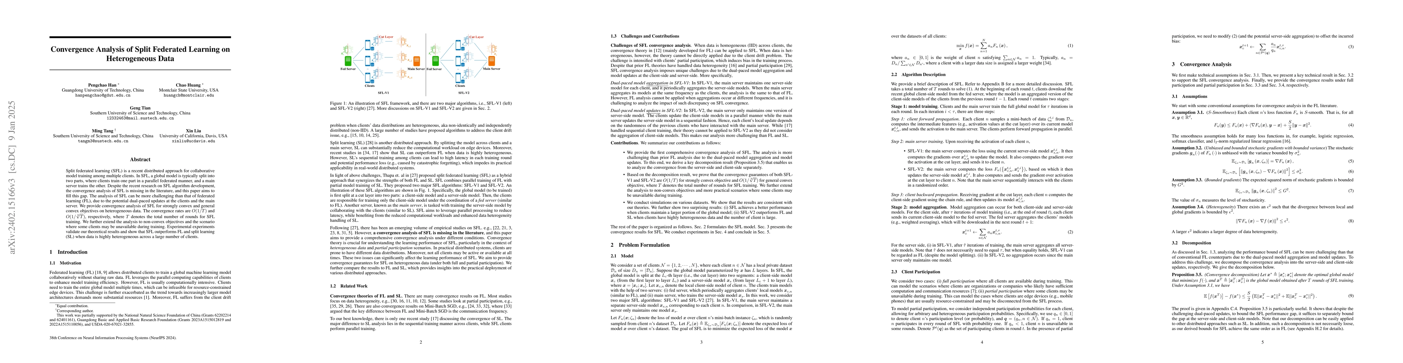 Thumbnail for Convergence Analysis of Split Federated Learning on Heterogeneous Data