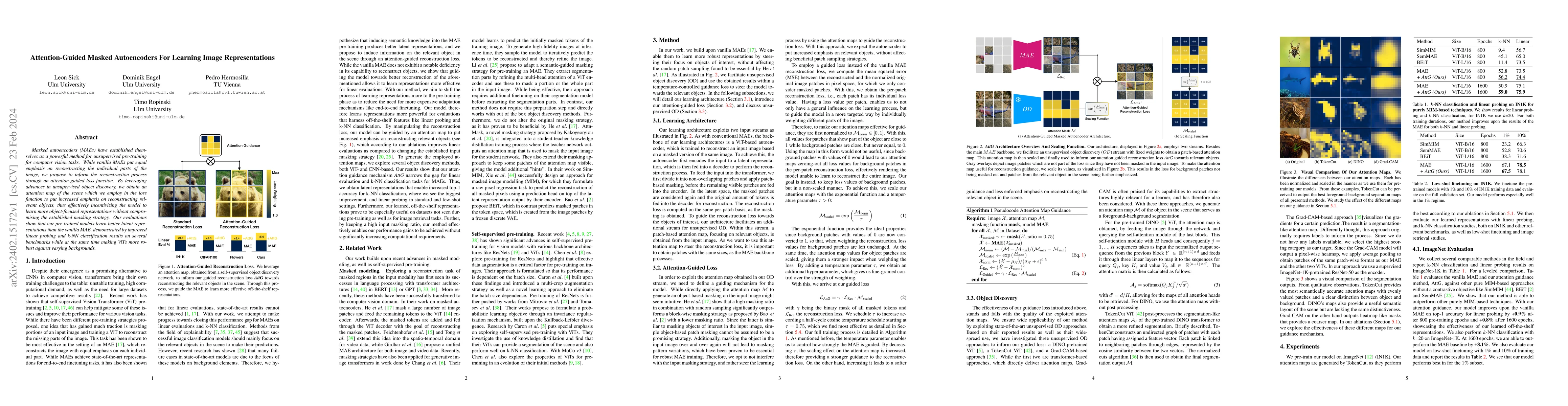 Thumbnail for Attention-Guided Masked Autoencoders For Learning Image Representations