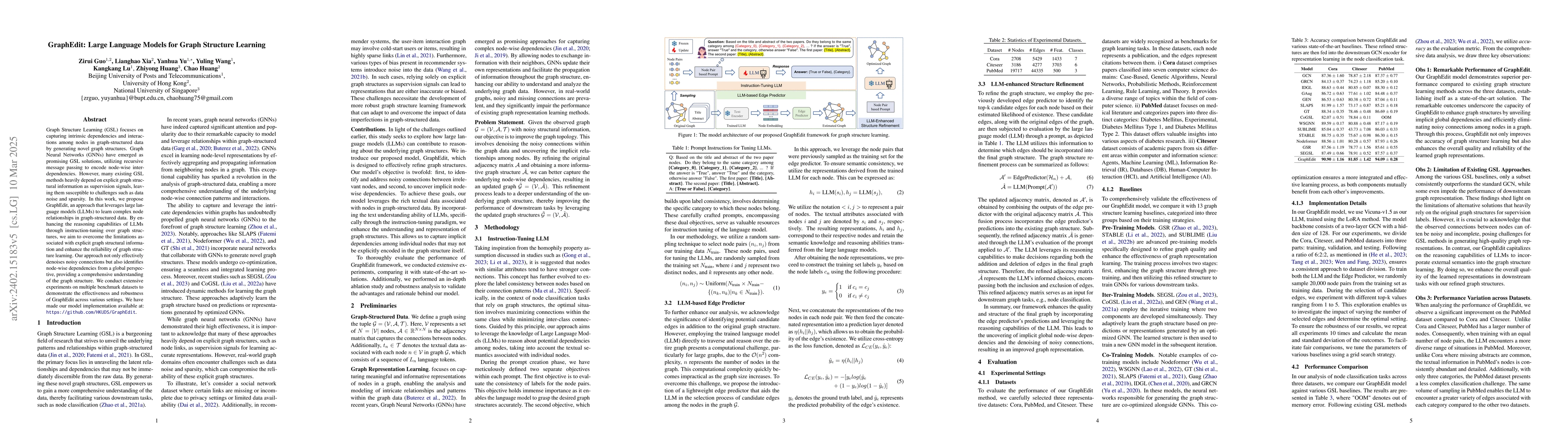 Thumbnail for GraphEdit: Large Language Models for Graph Structure Learning