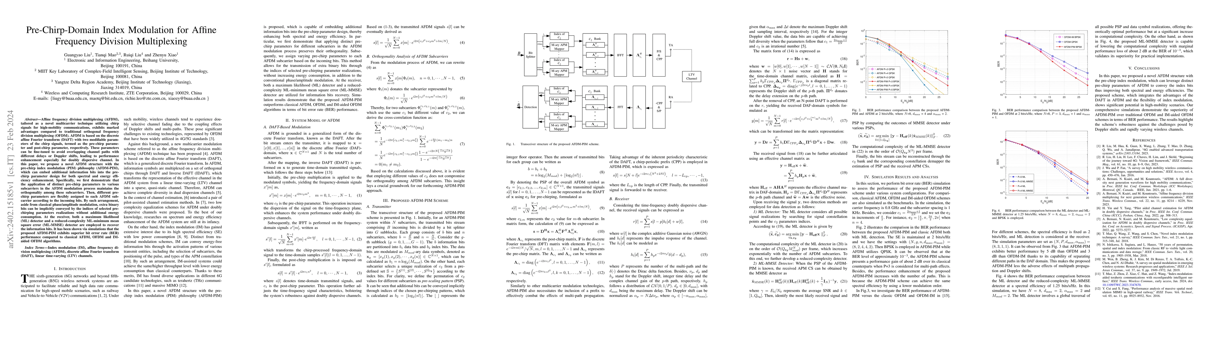 Thumbnail for Pre-Chirp-Domain Index Modulation for Affine Frequency Division
  Multiplexing
