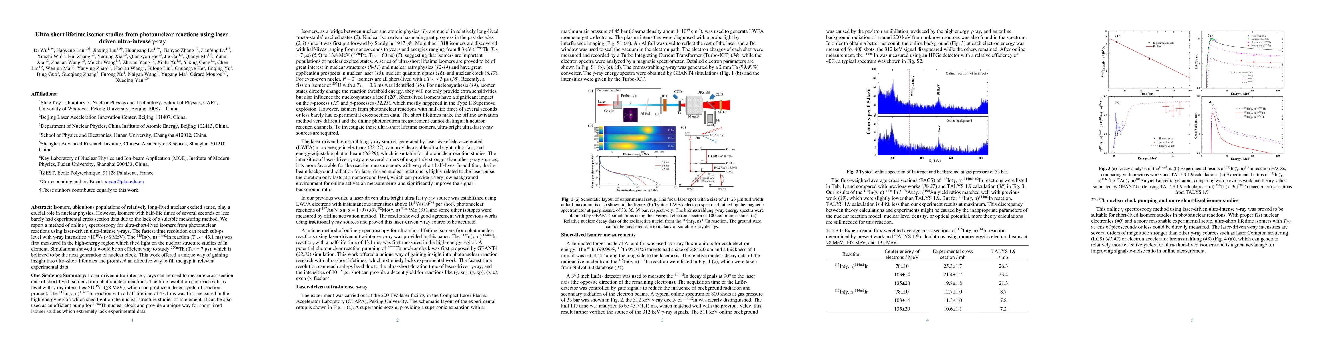 Thumbnail for Ultra-short lifetime isomer studies from photonuclear reactions using
  laser-driven ultra-intense {\gamma}-ray