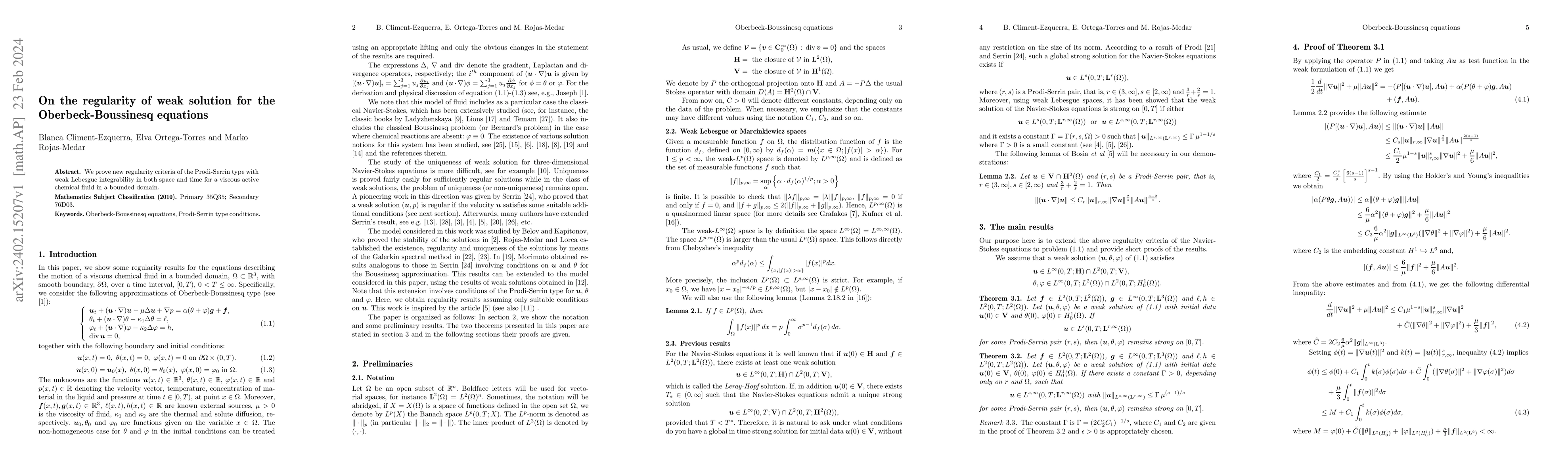 Thumbnail for On the regularity of weak solution for the Oberbeck-Boussinesq equations