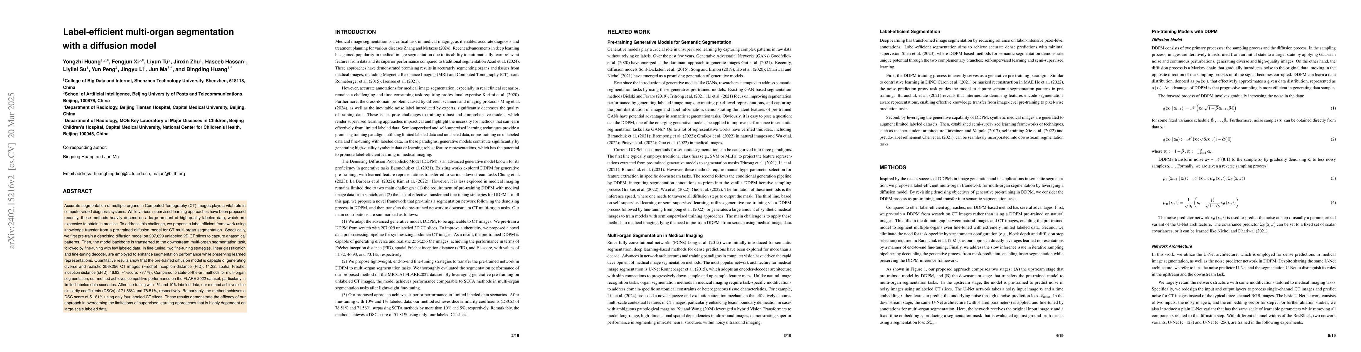 Thumbnail for Label-efficient Multi-organ Segmentation Method with Diffusion Model