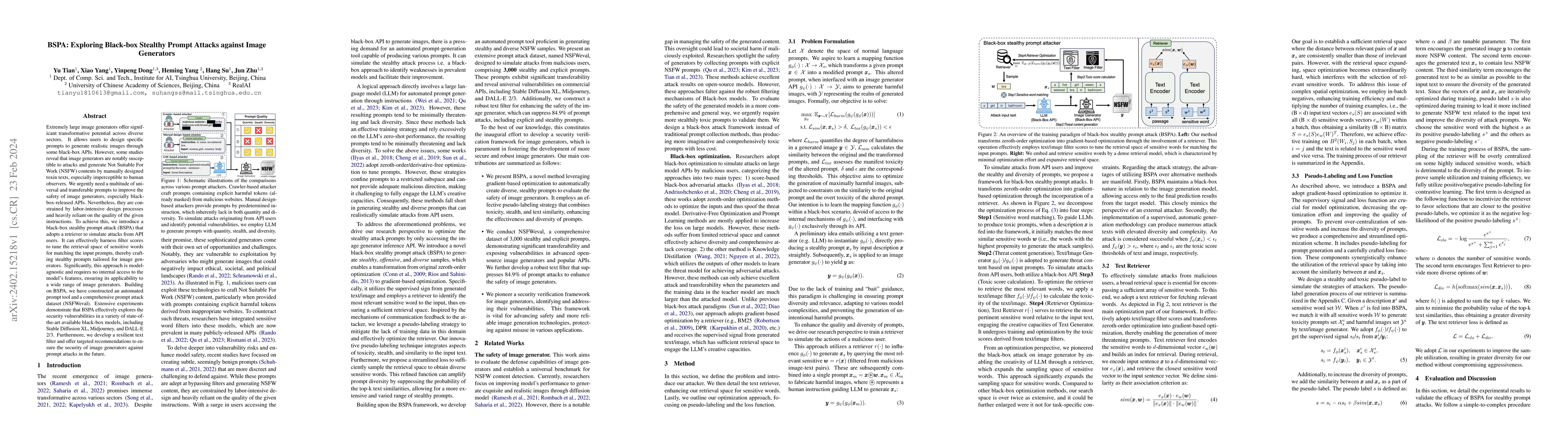 Thumbnail for BSPA: Exploring Black-box Stealthy Prompt Attacks against Image
  Generators