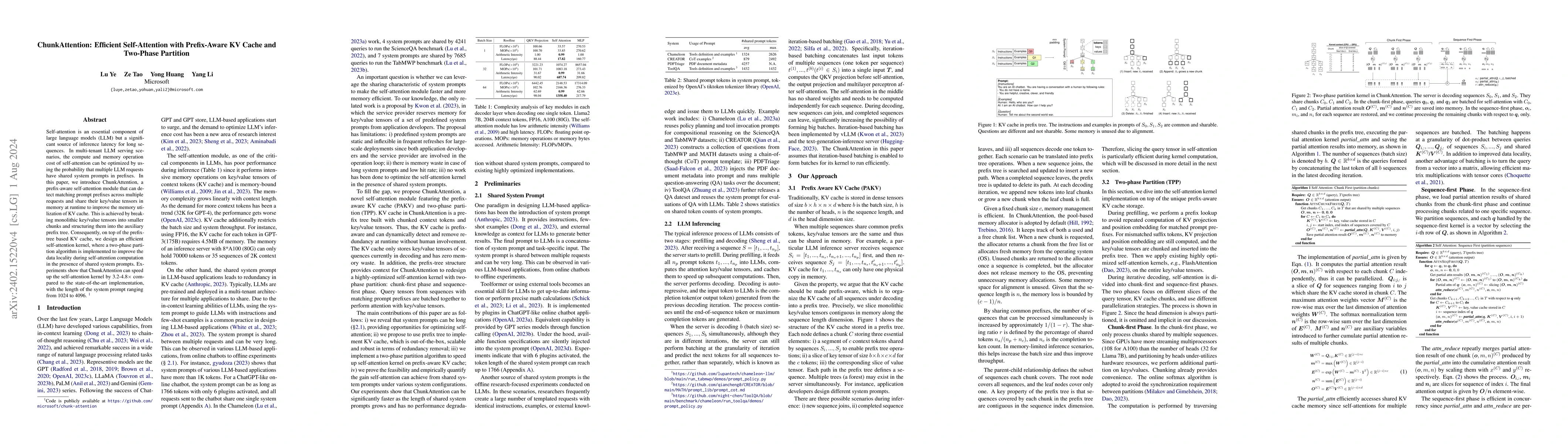 Thumbnail for ChunkAttention: Efficient Self-Attention with Prefix-Aware KV Cache and
  Two-Phase Partition