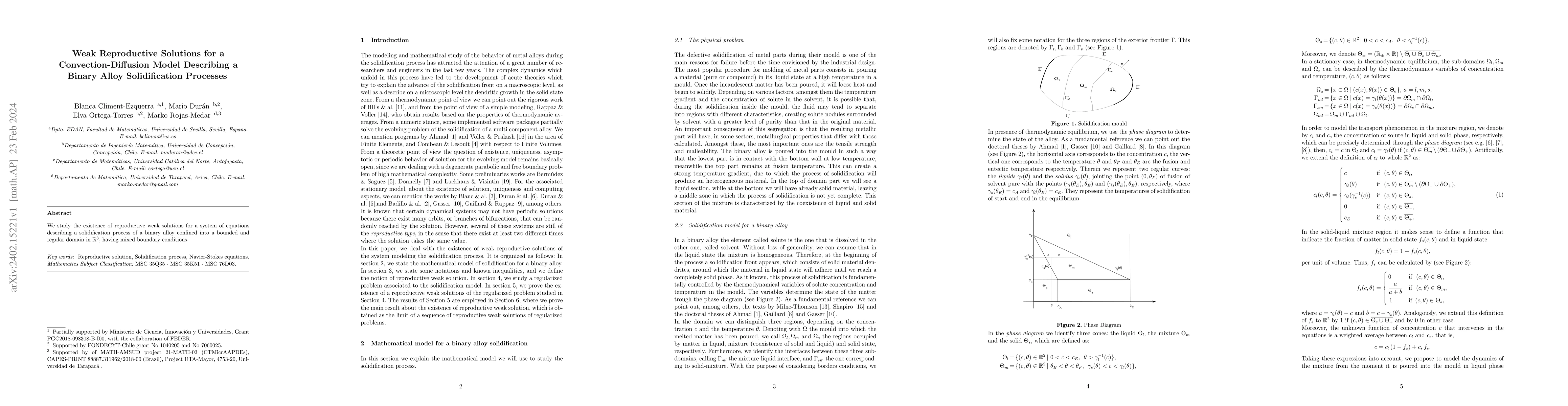 Thumbnail for Weak Reproductive Solutions for a Convection-Diffusion Model Describing
  a Binary Alloy Solidification Processes