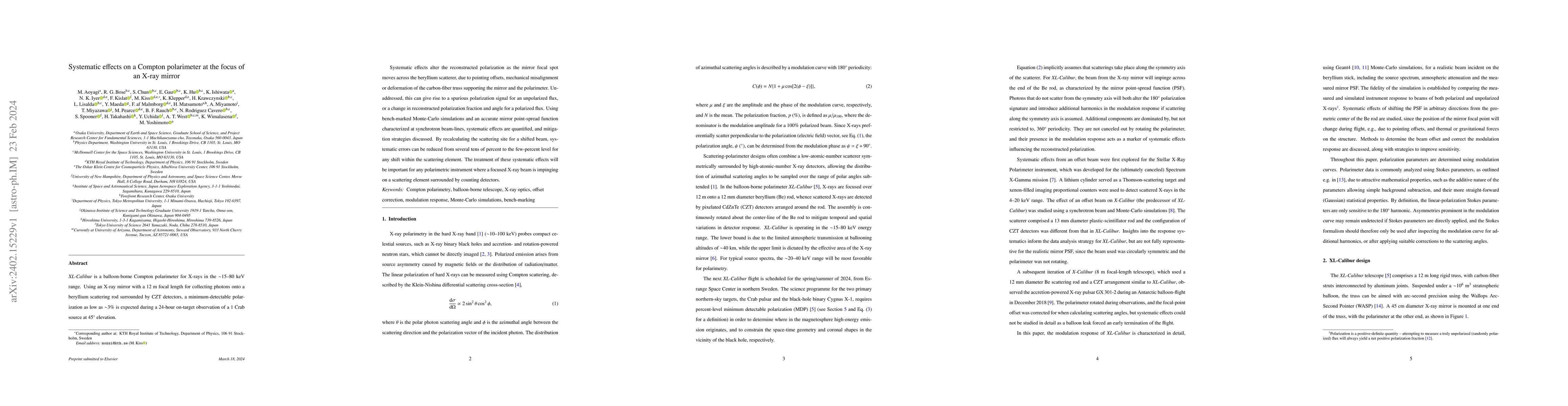 Thumbnail for Systematic effects on a Compton polarimeter at the focus of an X-ray
  mirror