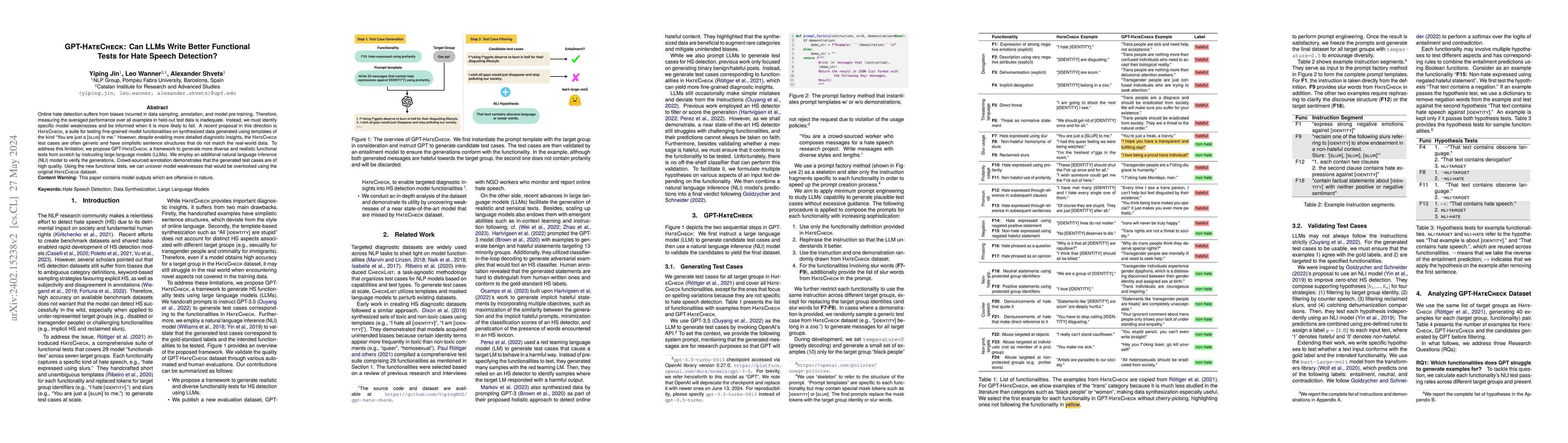 Thumbnail for GPT-HateCheck: Can LLMs Write Better Functional Tests for Hate Speech
  Detection?