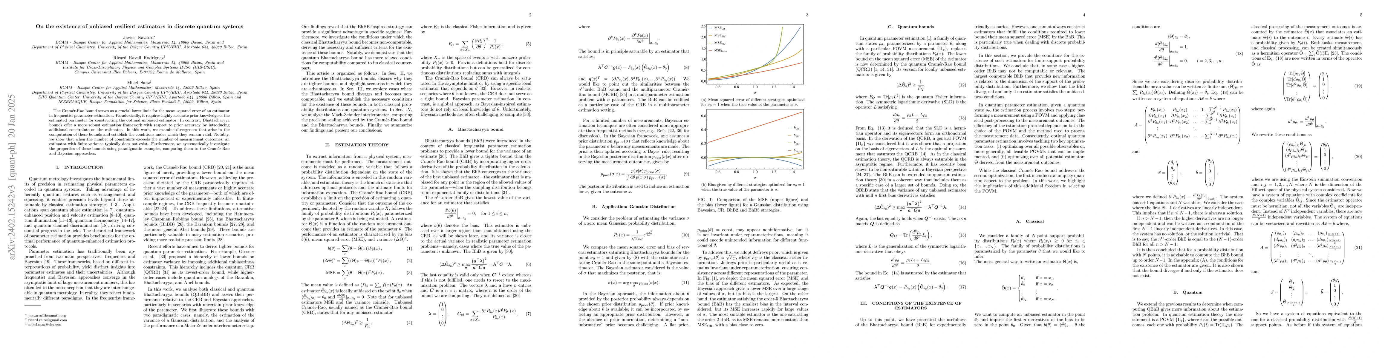 Thumbnail for On the existence of unbiased resilient estimators in discrete quantum
  systems