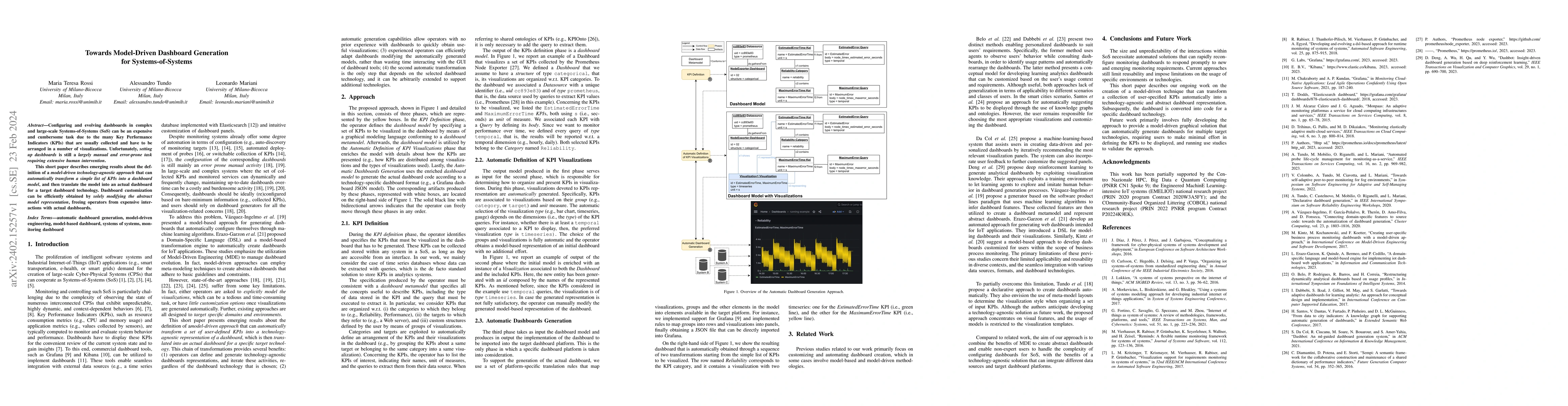 Thumbnail for Towards Model-Driven Dashboard Generation for Systems-of-Systems