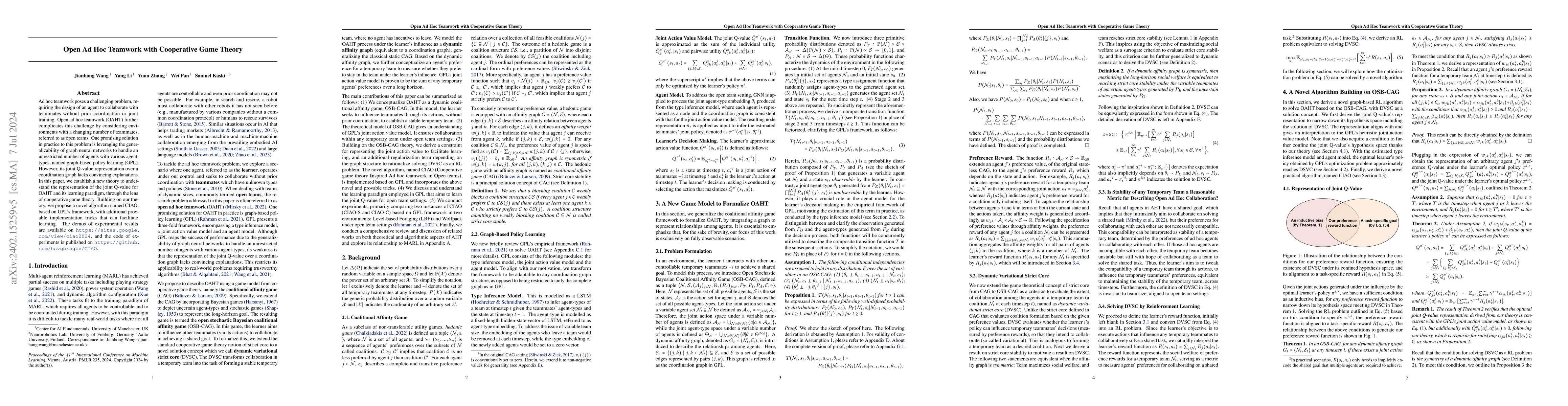 Thumbnail for Open Ad Hoc Teamwork with Cooperative Game Theory