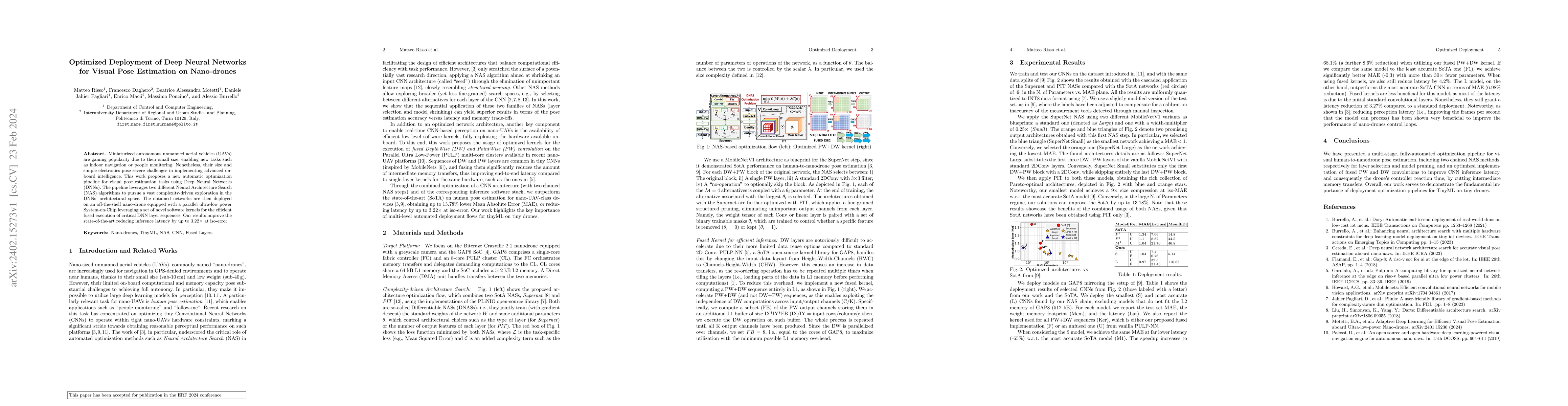 Thumbnail for Optimized Deployment of Deep Neural Networks for Visual Pose Estimation
  on Nano-drones