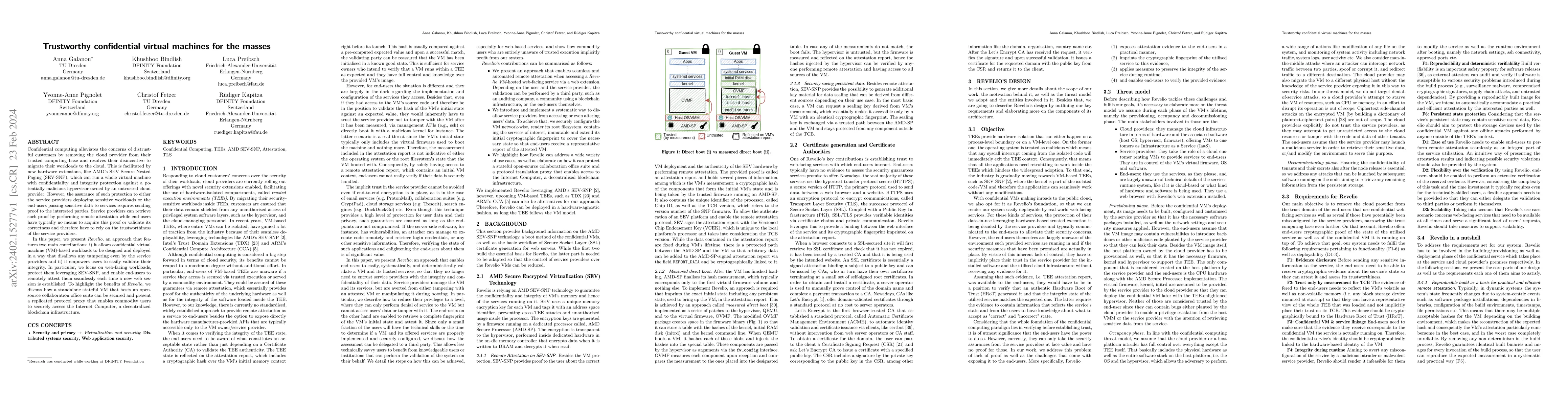 Thumbnail for Trustworthy confidential virtual machines for the masses