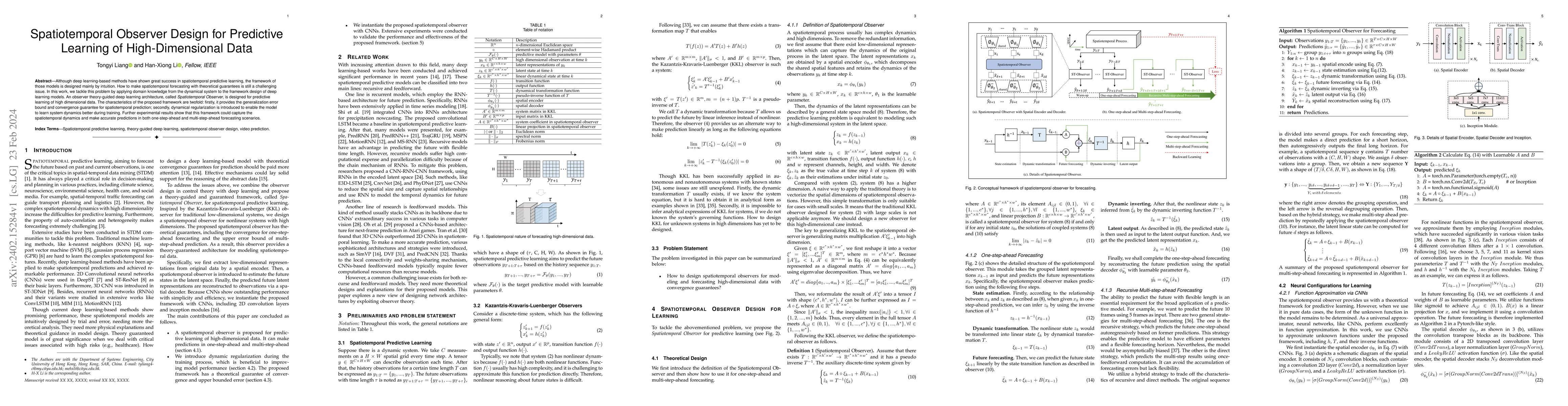 Thumbnail for Spatiotemporal Observer Design for Predictive Learning of
  High-Dimensional Data