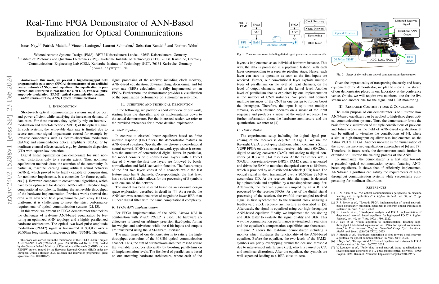 Thumbnail for Real-Time FPGA Demonstrator of ANN-Based Equalization for Optical
  Communications
