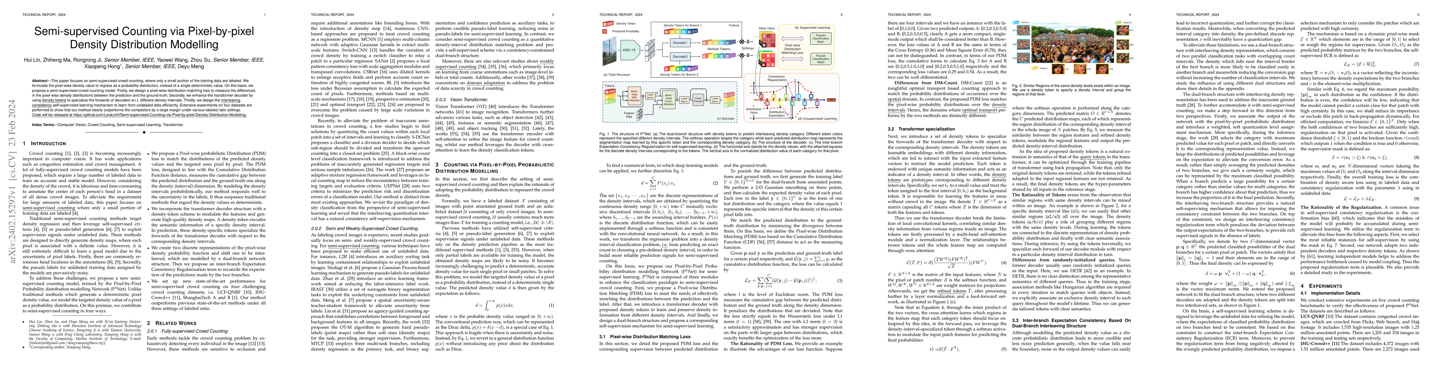 Thumbnail for Semi-supervised Counting via Pixel-by-pixel Density Distribution
  Modelling