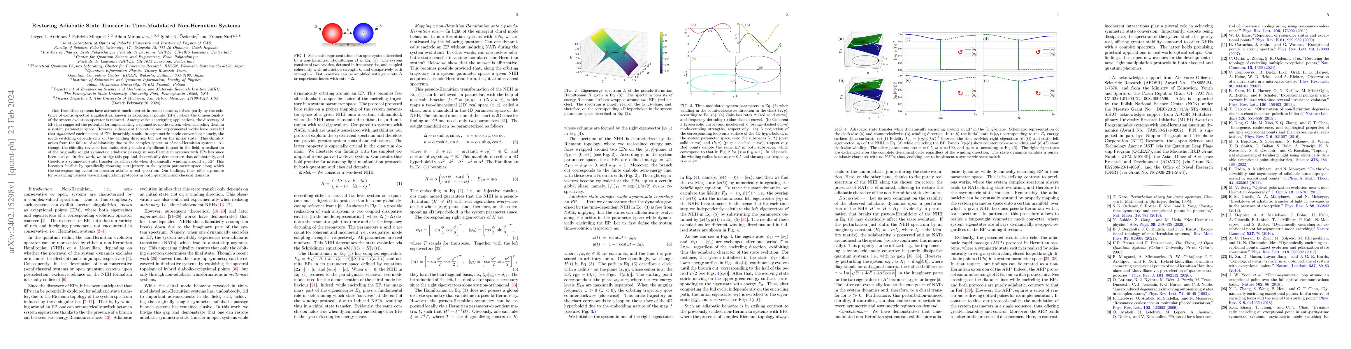Thumbnail for Restoring Adiabatic State Transfer in Time-Modulated Non-Hermitian
  Systems