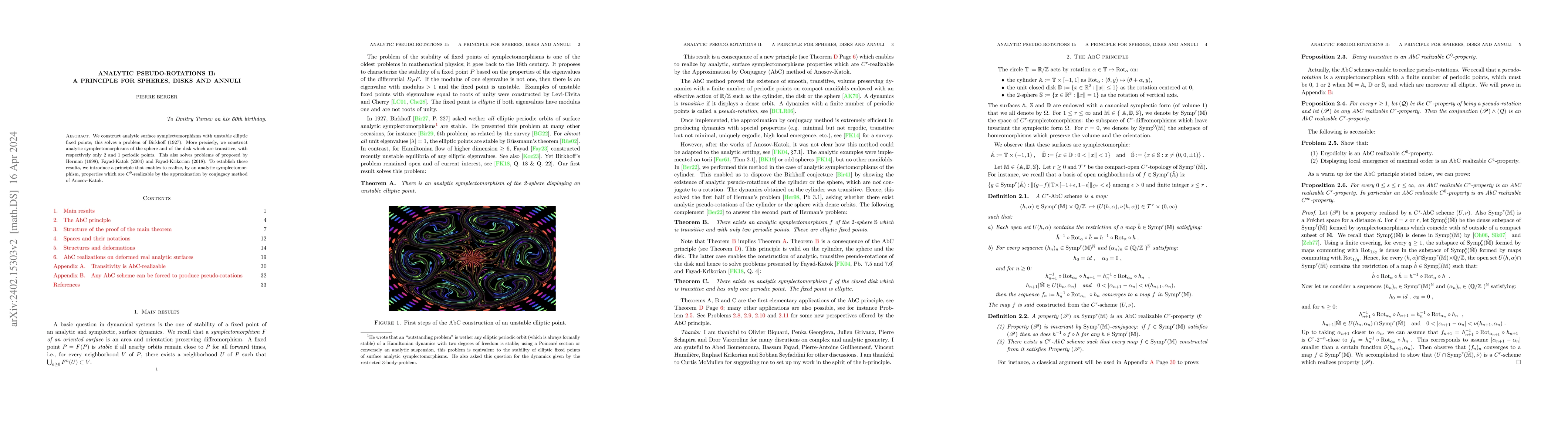 Thumbnail for Analytic pseudo-rotations II: a principle for spheres, disks and annuli