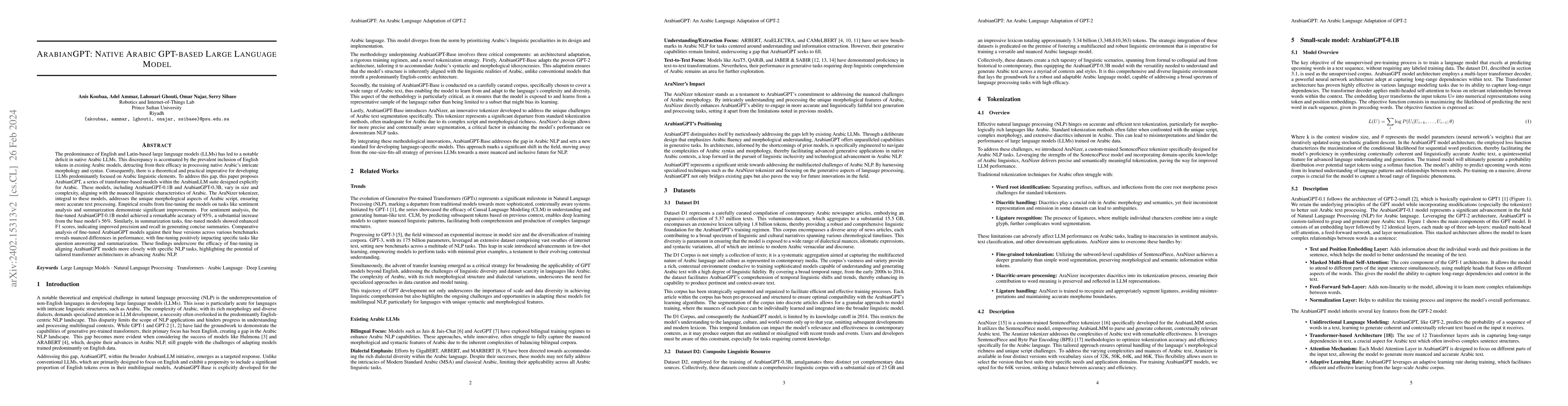 Thumbnail for ArabianGPT: Native Arabic GPT-based Large Language Model