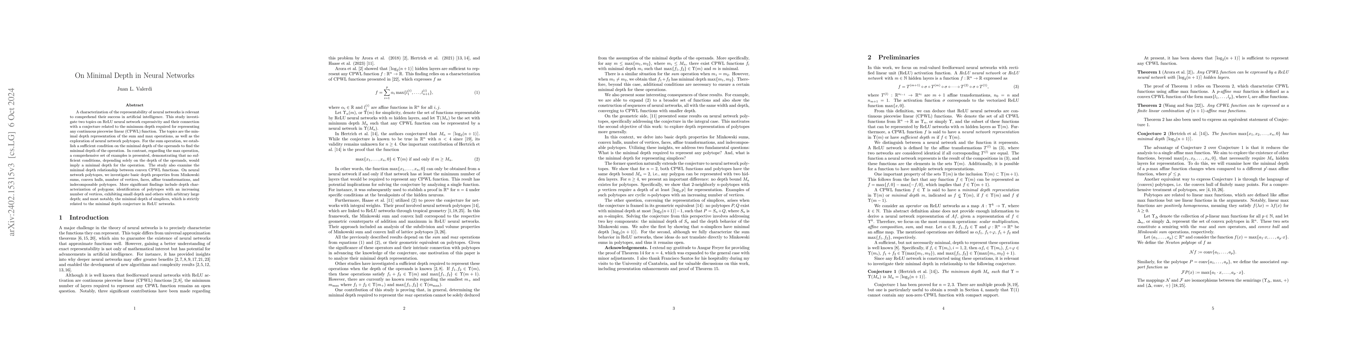 Thumbnail for On Minimal Depth in Neural Networks