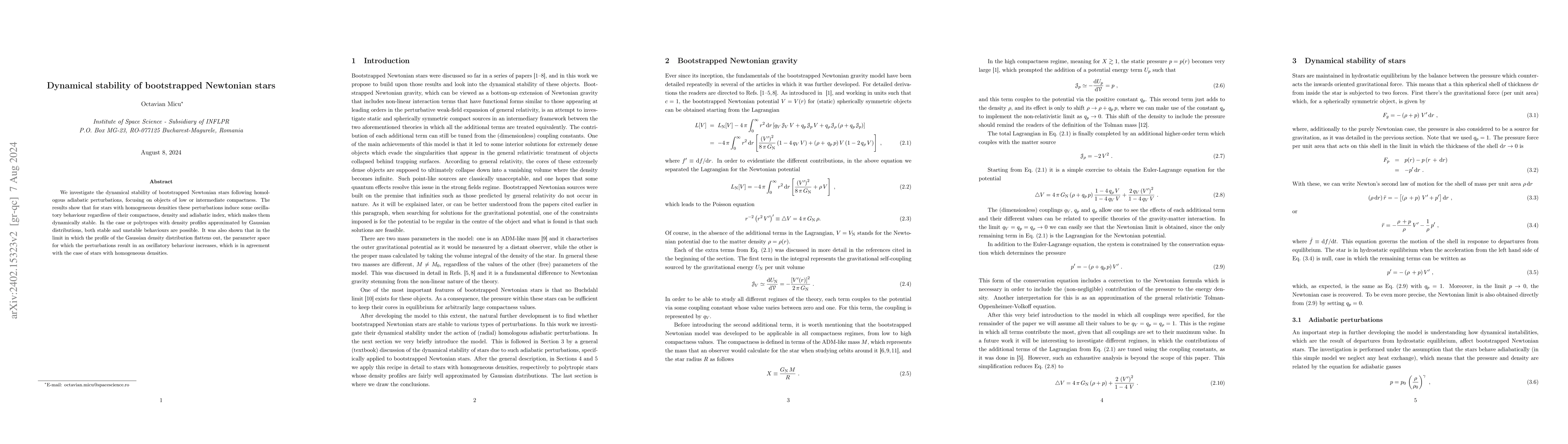 Thumbnail for Dynamical stability of bootstrapped Newtonian stars