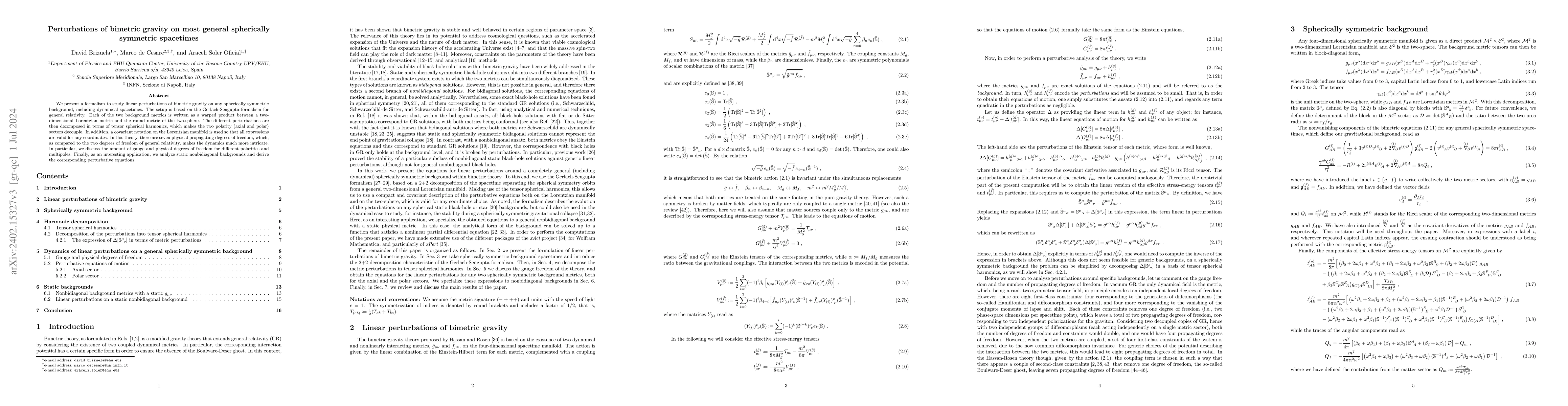 Thumbnail for Perturbations of bimetric gravity on most general spherically symmetric
  spacetimes