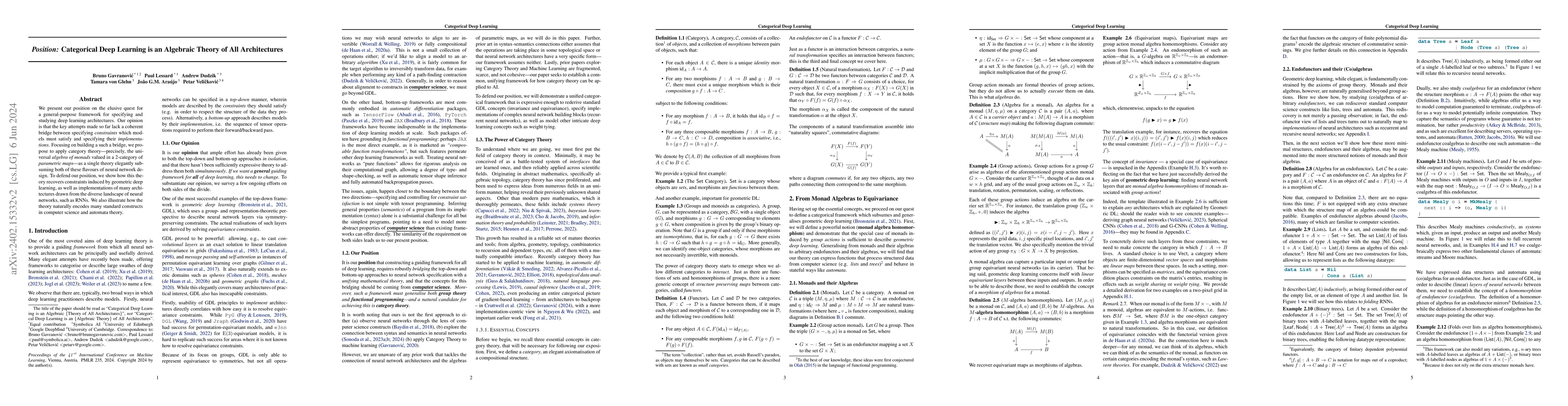 Thumbnail for Position: Categorical Deep Learning is an Algebraic Theory of All
  Architectures