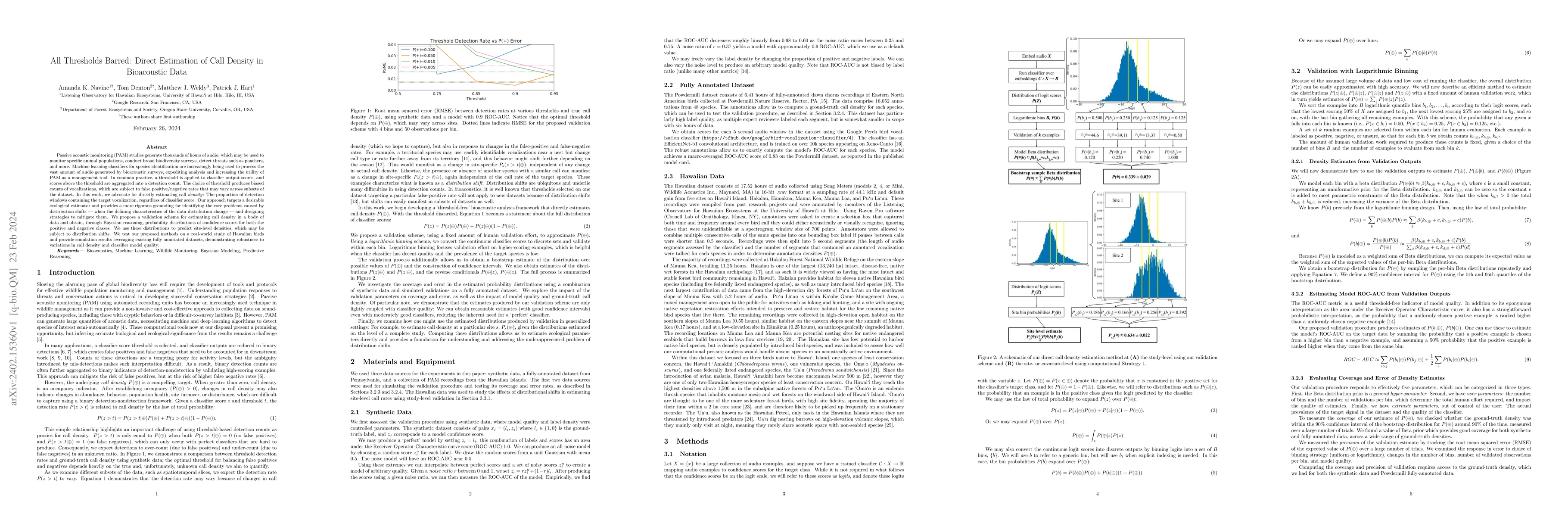 Thumbnail for All Thresholds Barred: Direct Estimation of Call Density in Bioacoustic
  Data