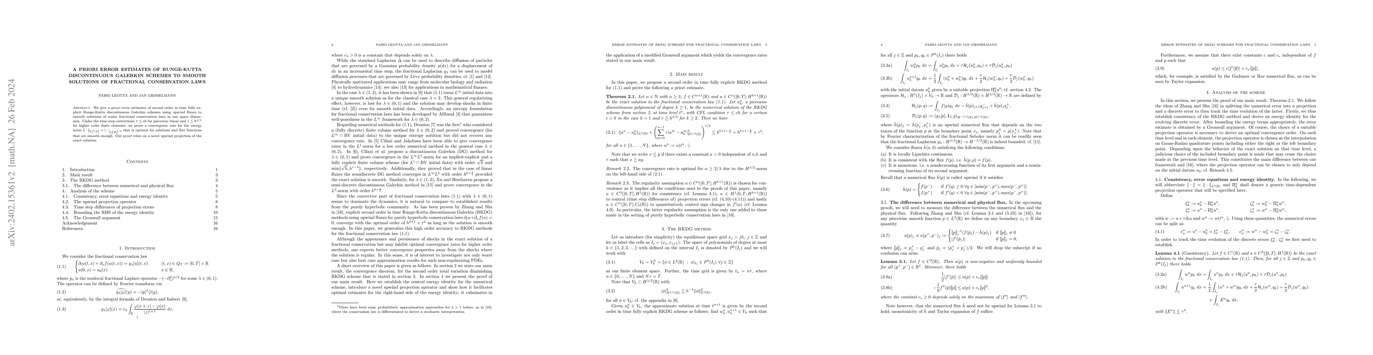 Thumbnail for A priori error estimates of Runge-Kutta discontinuous Galerkin schemes
  to smooth solutions of fractional conservation laws