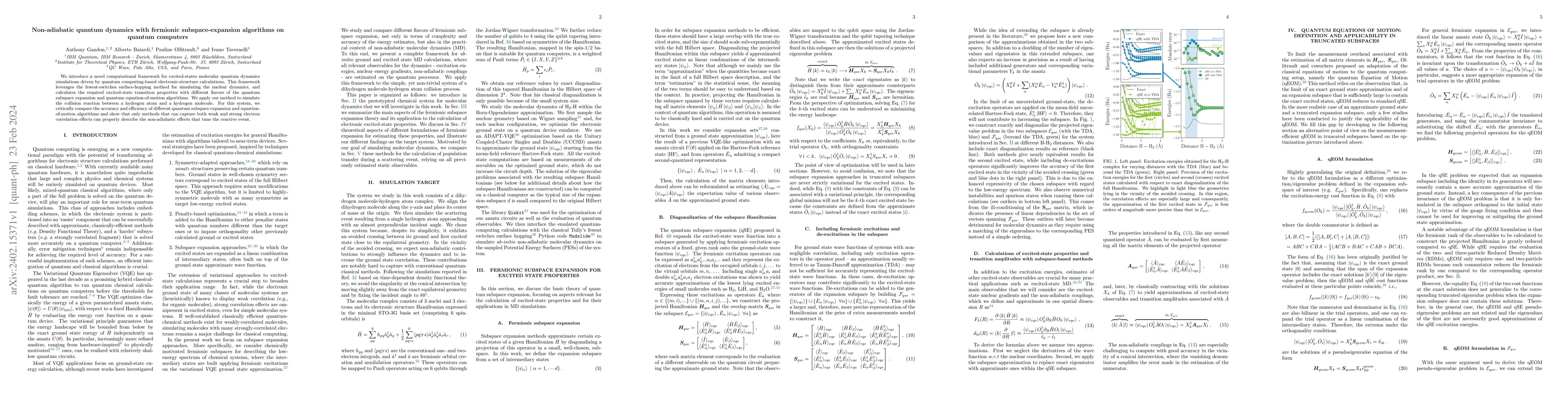 Thumbnail for Non-adiabatic quantum dynamics with fermionic subspace-expansion
  algorithms on quantum computers