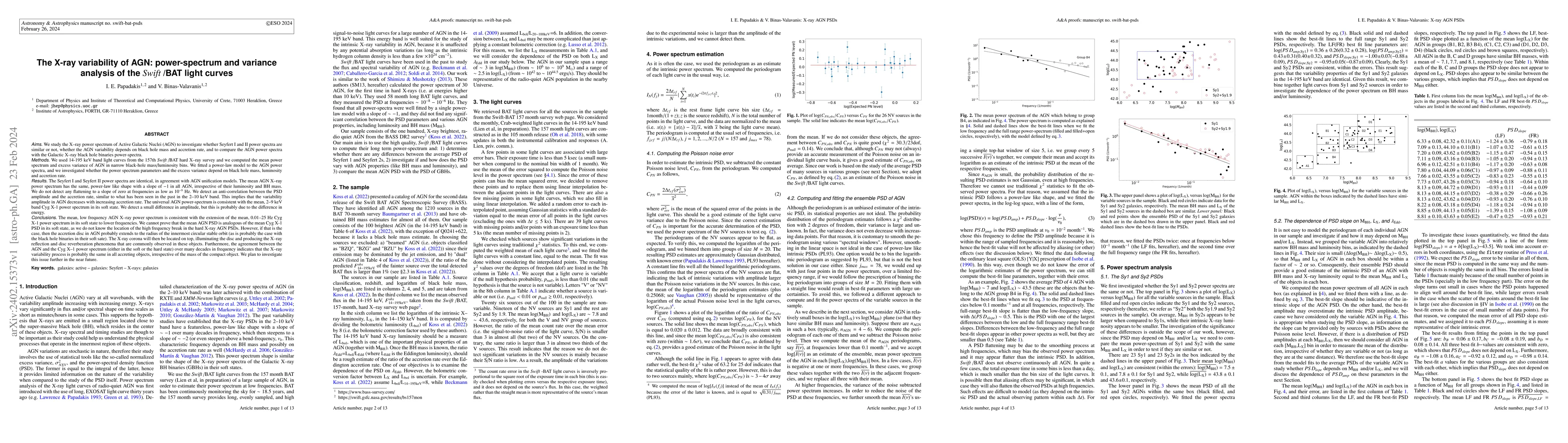 Thumbnail for The X-ray variability of AGN: power-spectrum and variance analysis of
  the Swift/BAT light curves