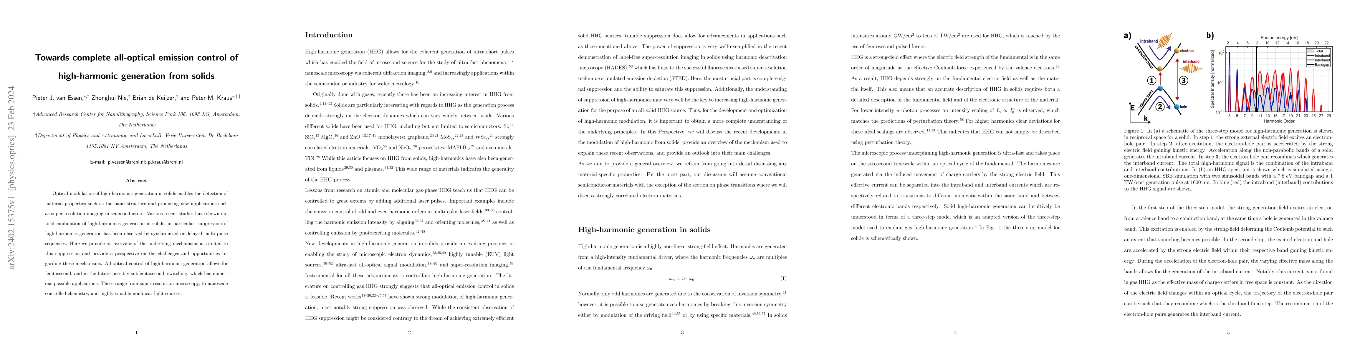 Thumbnail for Towards complete all-optical emission control of high-harmonic
  generation from solids