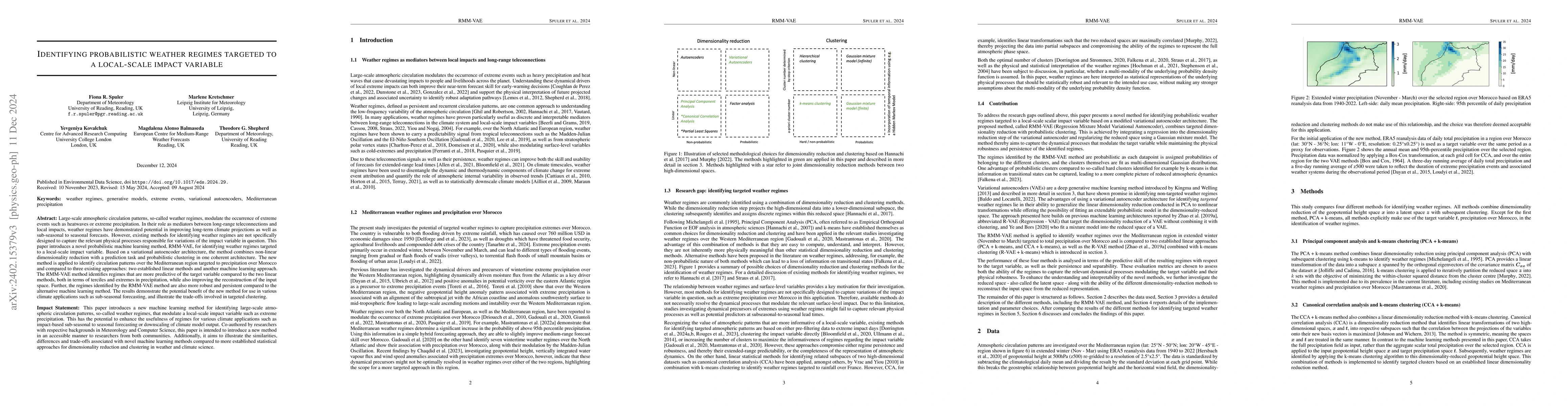 Thumbnail for Identifying probabilistic weather regimes targeted to a local-scale
  impact variable