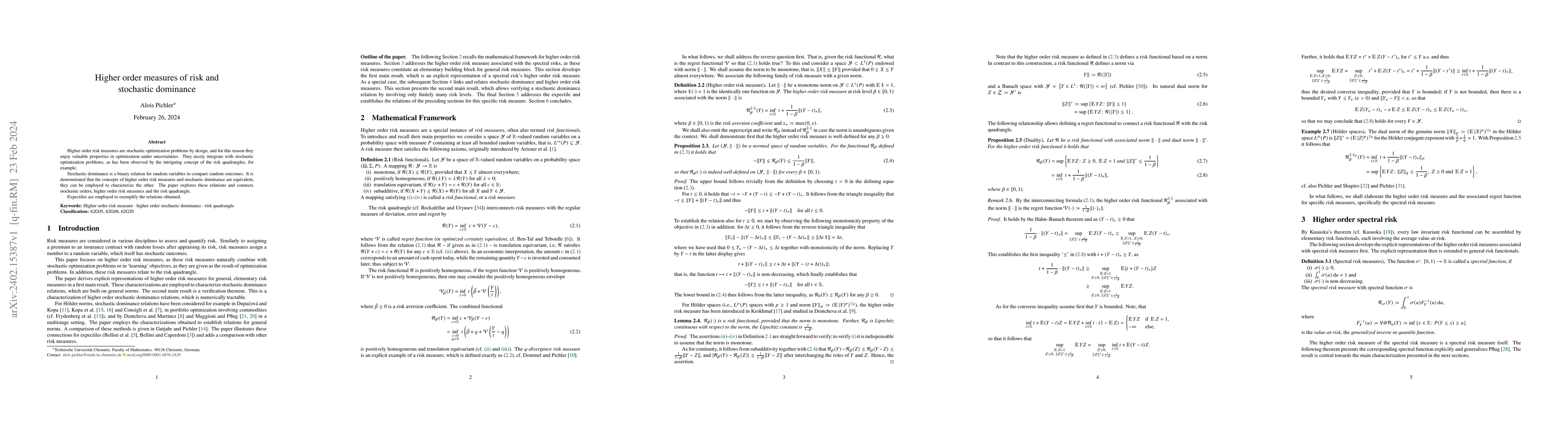 Thumbnail for Higher order measures of risk and stochastic dominance