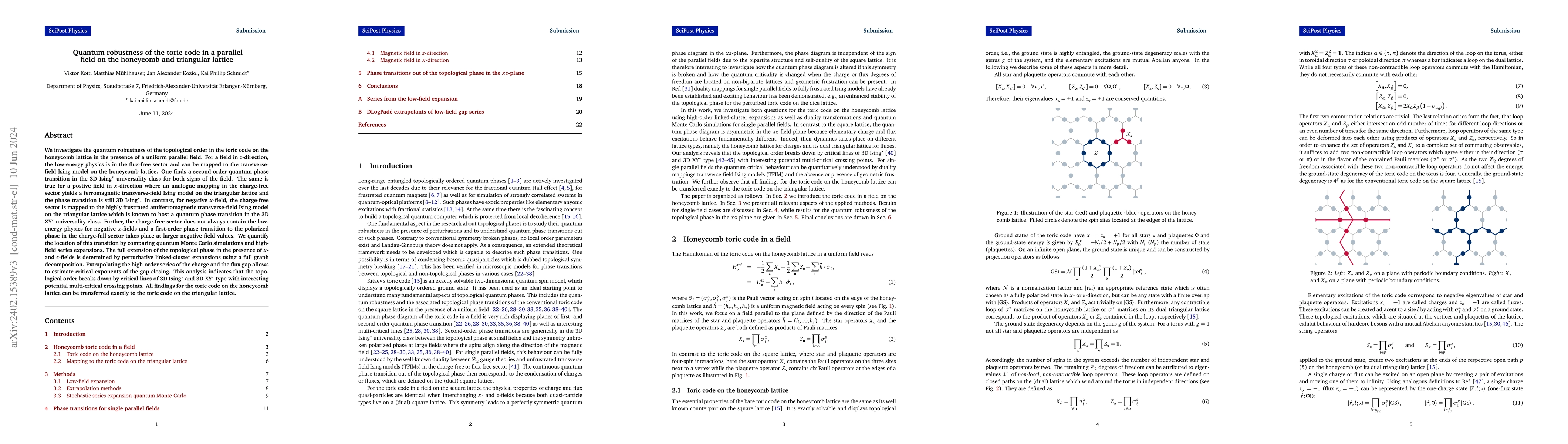 Thumbnail for Quantum robustness of the toric code in a parallel field on the
  honeycomb and triangular lattice