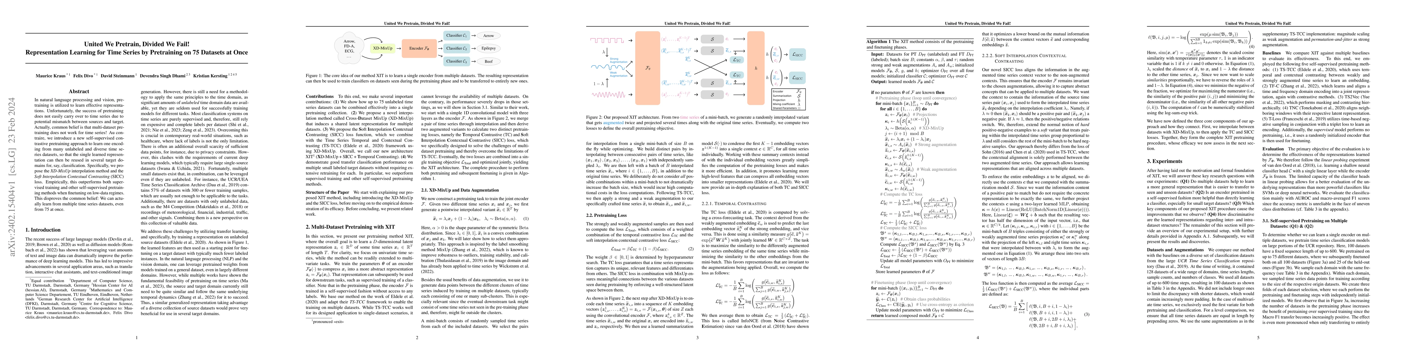 Thumbnail for United We Pretrain, Divided We Fail! Representation Learning for Time
  Series by Pretraining on 75 Datasets at Once