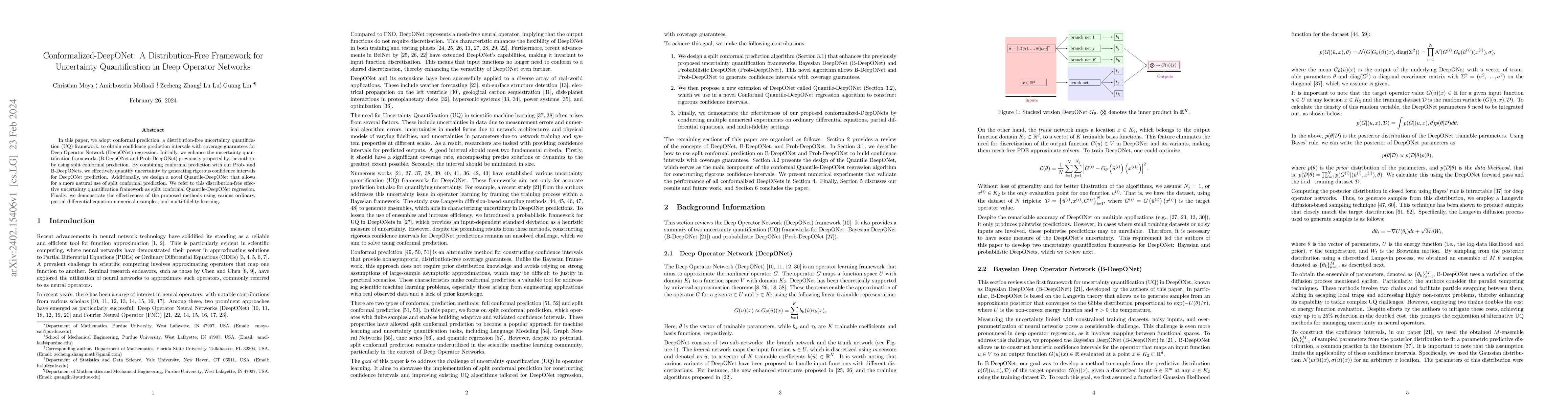 Thumbnail for Conformalized-DeepONet: A Distribution-Free Framework for Uncertainty
  Quantification in Deep Operator Networks