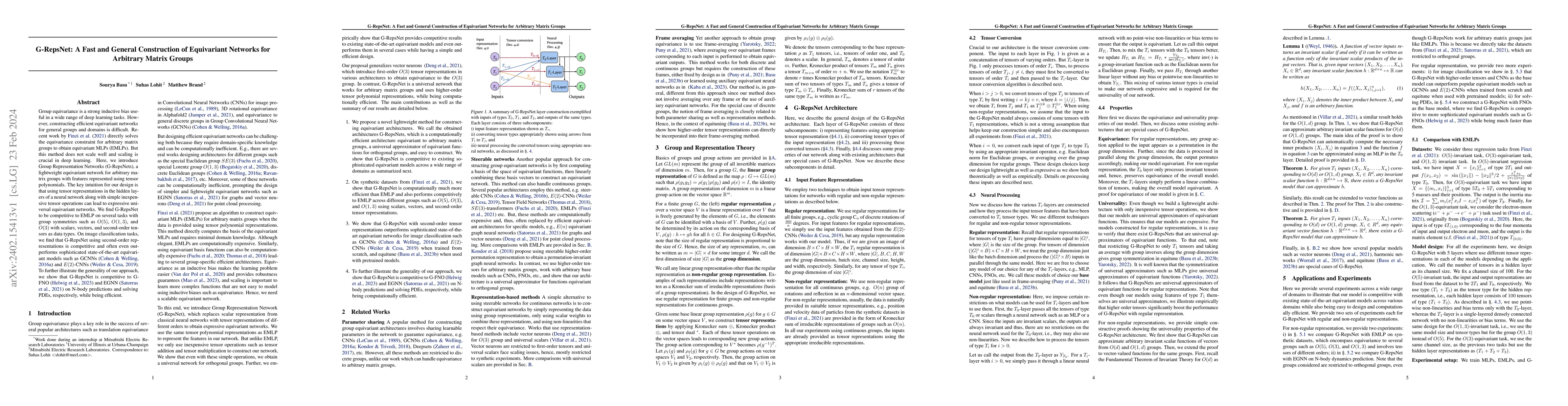Thumbnail for G-RepsNet: A Fast and General Construction of Equivariant Networks for
  Arbitrary Matrix Groups