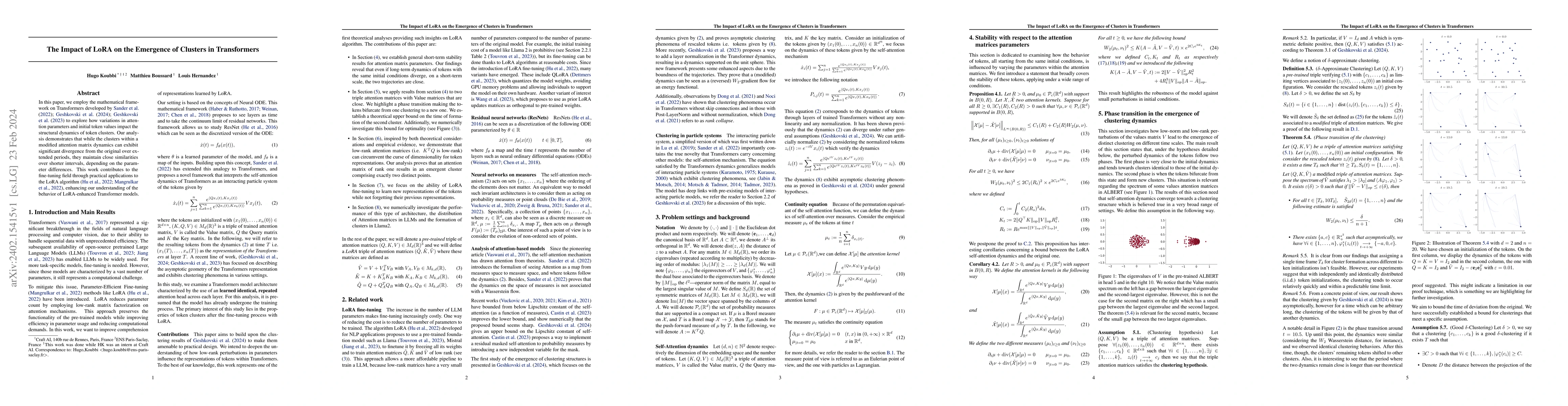 Thumbnail for The Impact of LoRA on the Emergence of Clusters in Transformers