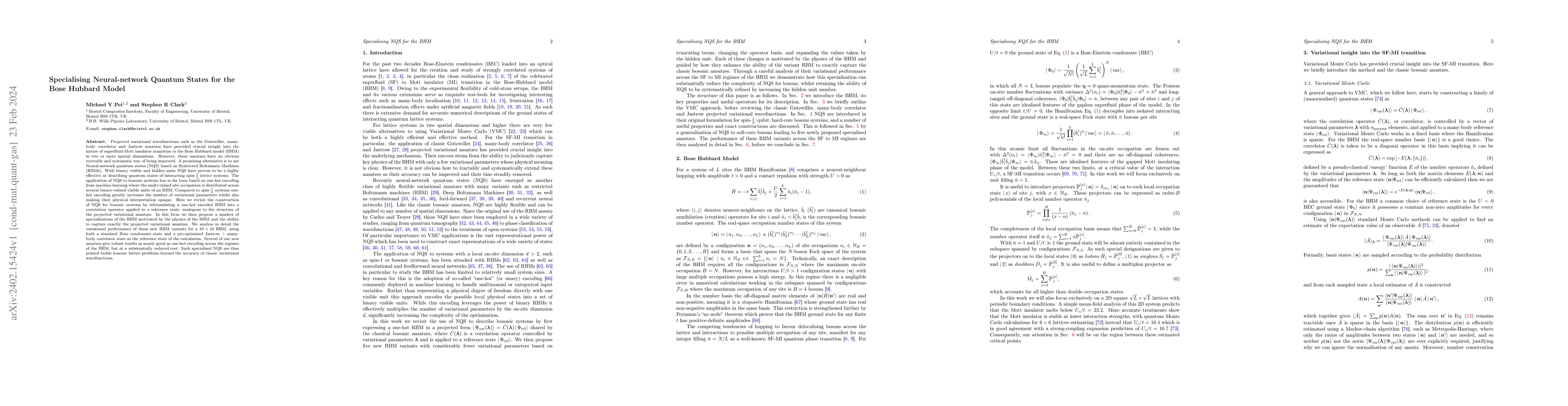 Thumbnail for Specialising Neural-network Quantum States for the Bose Hubbard Model