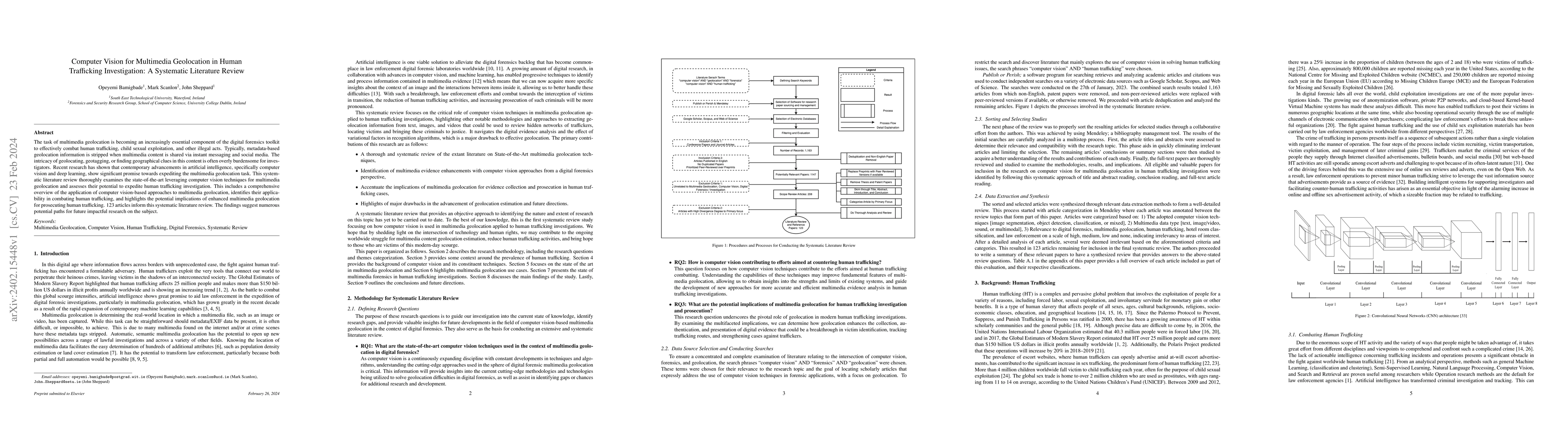 Thumbnail for Computer Vision for Multimedia Geolocation in Human Trafficking
  Investigation: A Systematic Literature Review