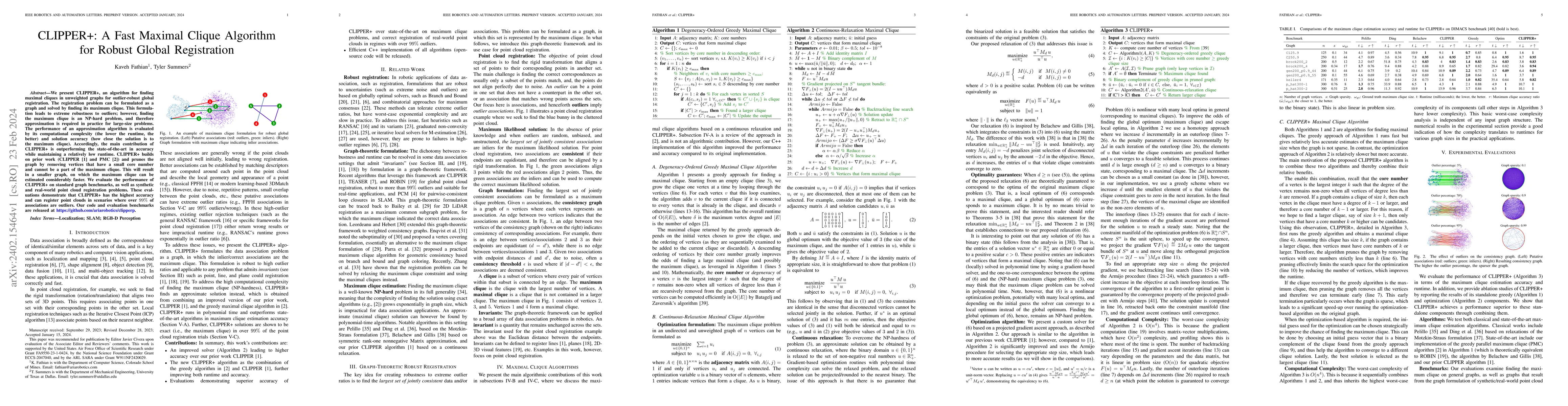 Thumbnail for CLIPPER+: A Fast Maximal Clique Algorithm for Robust Global Registration
