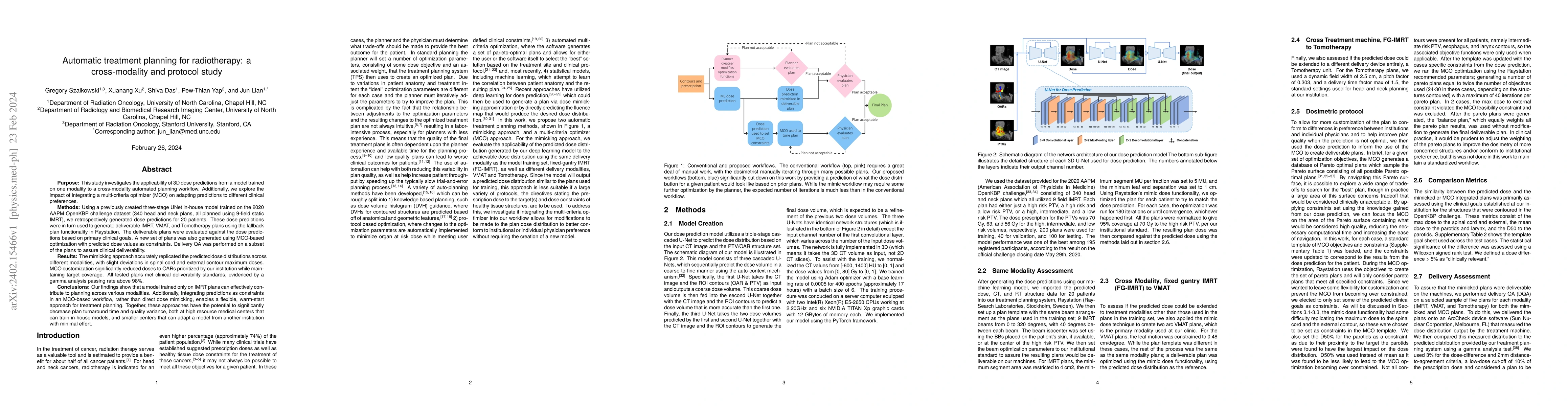 Thumbnail for Automatic treatment planning for radiotherapy: a cross-modality and
  protocol study