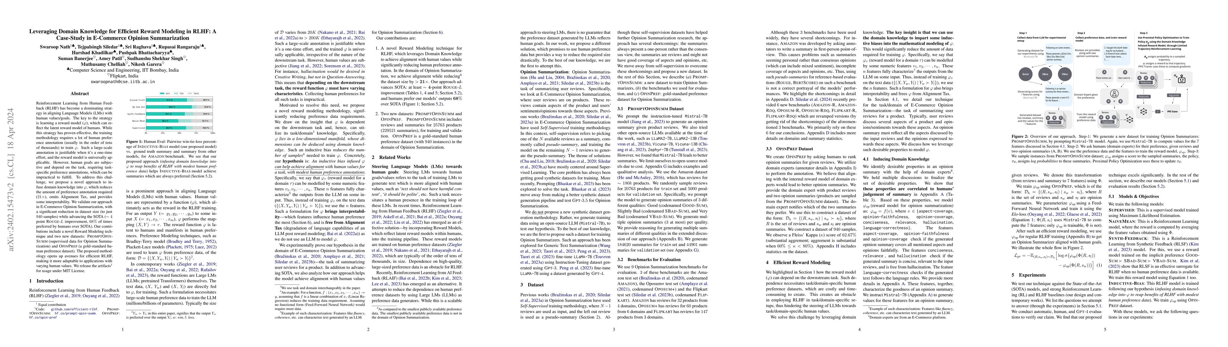 Thumbnail for Leveraging Domain Knowledge for Efficient Reward Modelling in RLHF: A
  Case-Study in E-Commerce Opinion Summarization