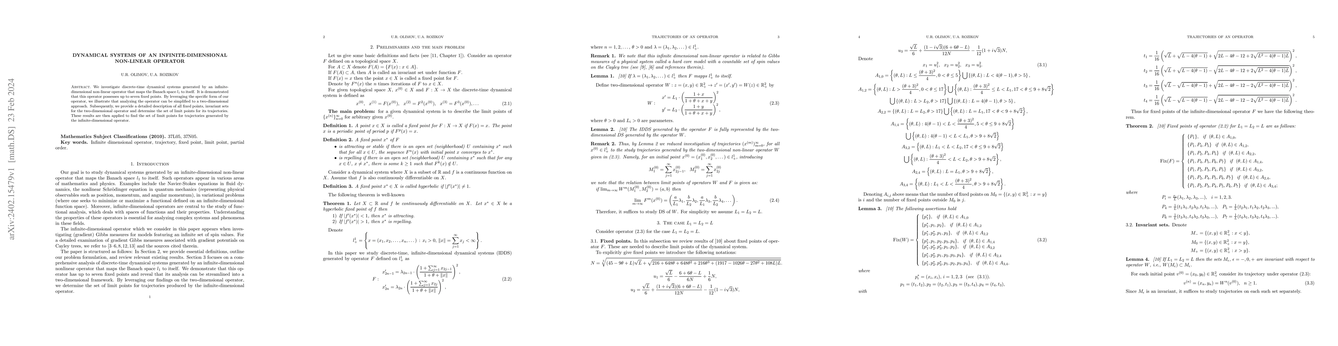 Thumbnail for Dynamical systems of an infinite-dimensional non-linear operator